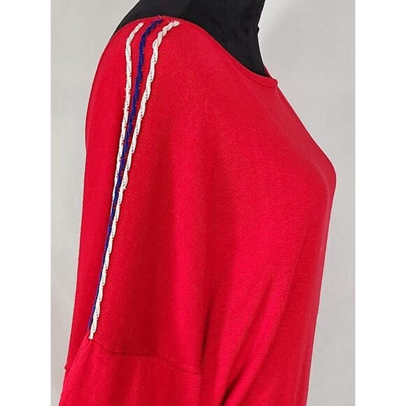 Love by Design Red Layered Ruffle Sleeve Cropped Knit Pullover Sweater Large - Picture 7 of 15